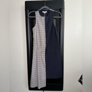 Tibi Women Blue Sana Check Colorblock Sleeveless Dress